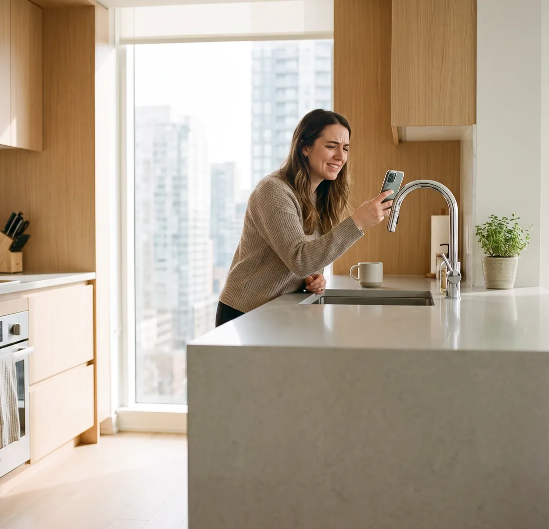 Tenant reporting a maintenance issue from inside a managed condo unit