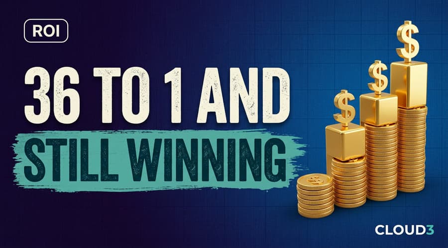 Bar chart comparing email marketing ROI against paid social and display advertising for a local service business