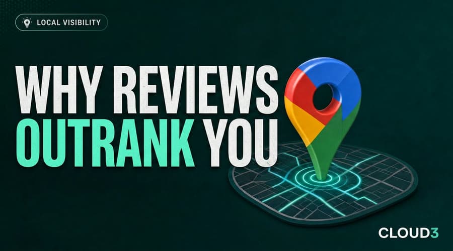 Google map pack showing three local service businesses ranked by star rating and review count