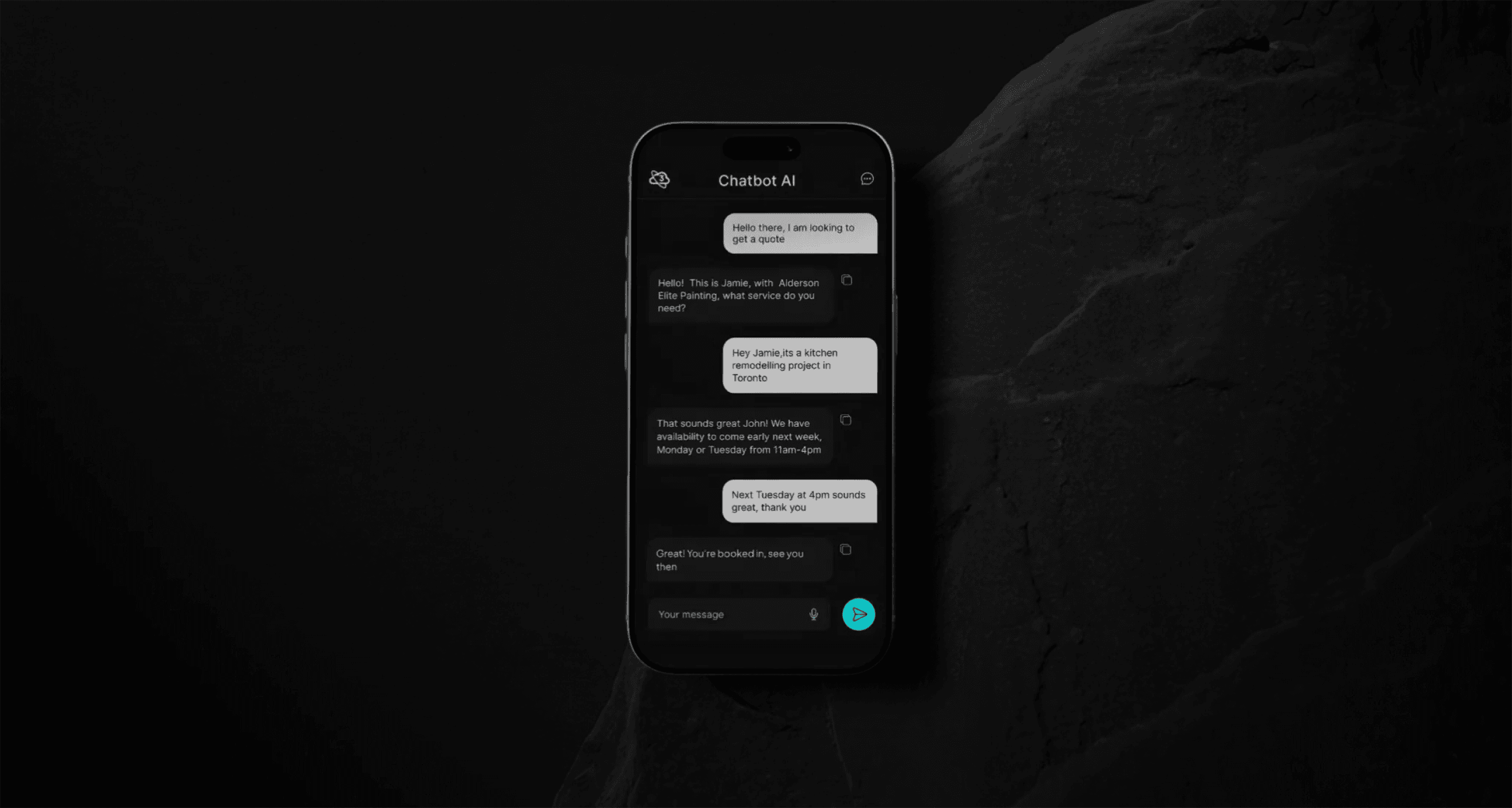 AI chatbot automation interface showing real-time customer conversation