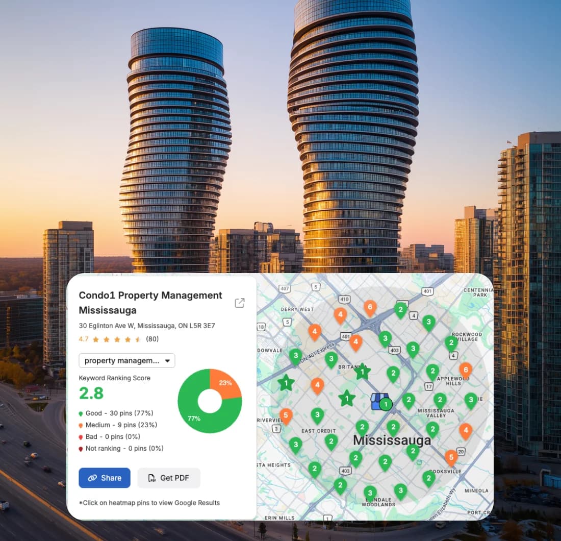 Real estate marketing dashboard with map data