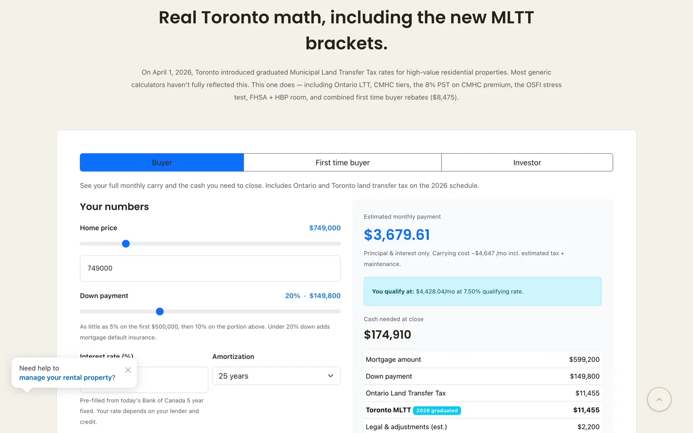 GTA Mortgage Calculator